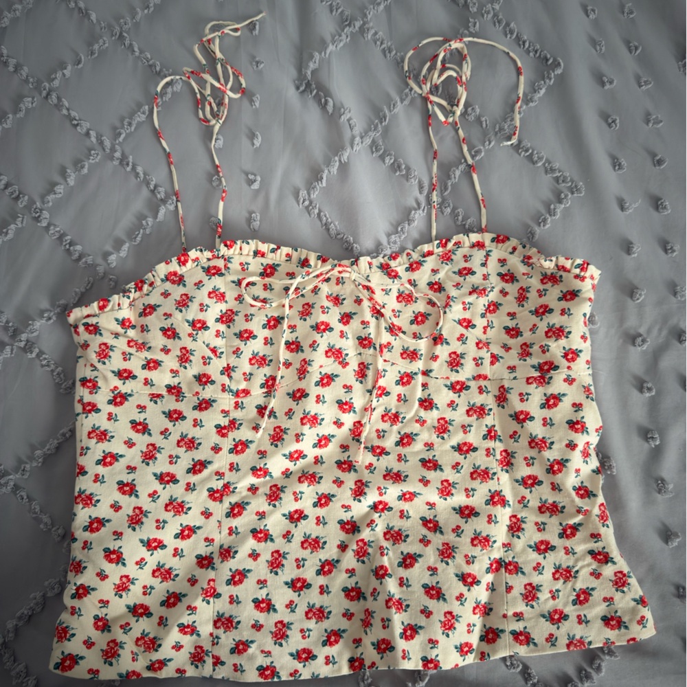 Floral Tie Strap Top